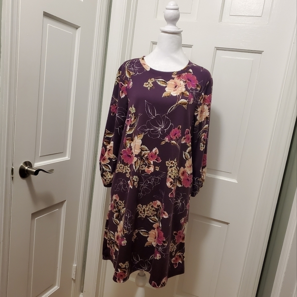 NWT Apt. 9 floral Print A-Line Knit Dress, Size Medium, Casual Ret. $50.00